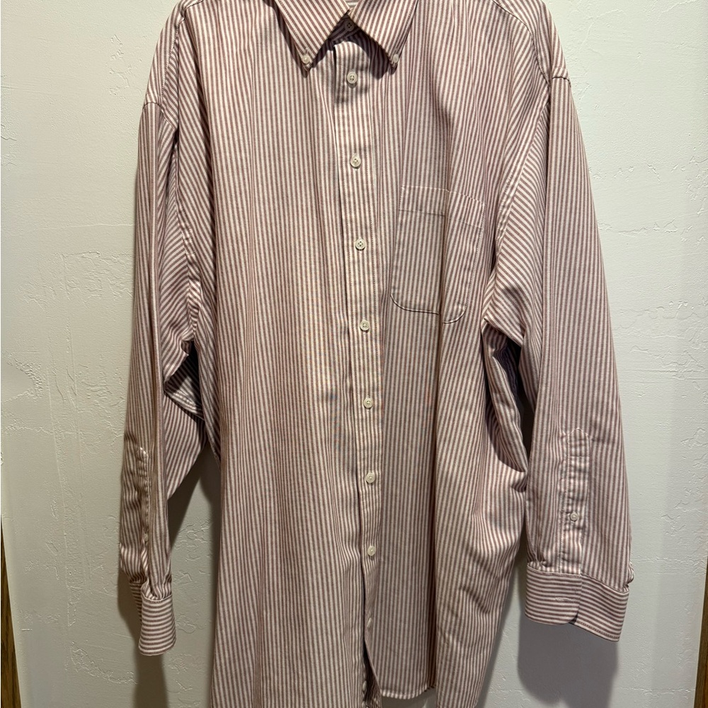 Stafford Men's Striped Button Down Shirt - Brown and White